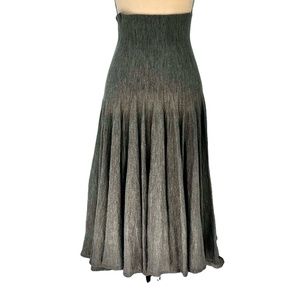 ALEXANDER MCQUEEN HEATHERED GRAY HIGH FITTED WAISTED KNIT FLOWY CIRCLE SKIRT